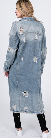 Distressed Button Up Denim Jacket - Picture 2 of 4